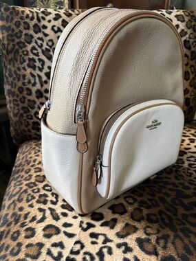 Coach Two-Tone Cream and Tan Mini Backpack